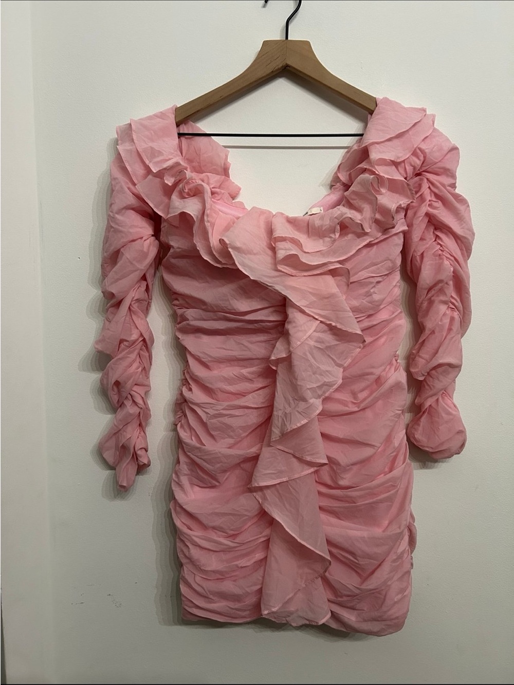 House of CB Blush Pink Off-Shoulder Ruffle Bodycon Dress - Picture 2 of 3